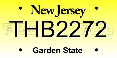 THB2272 New Jersey License Plate