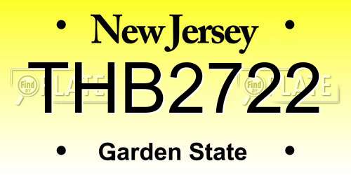 THB2722 New Jersey License Plate
