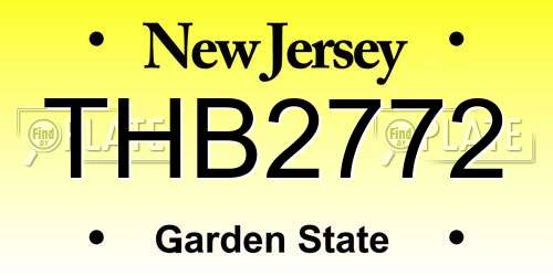 THB2772 New Jersey License Plate