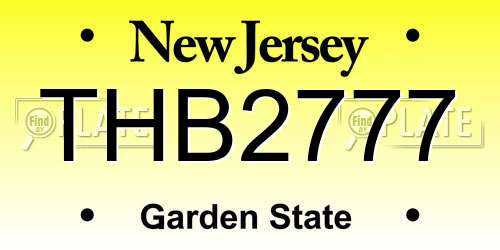 THB2777 New Jersey License Plate
