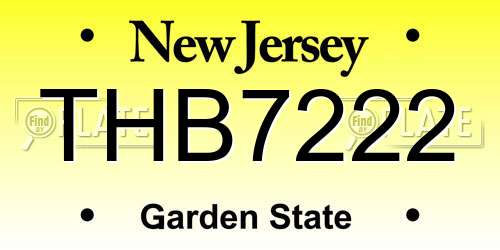 THB7222 New Jersey License Plate