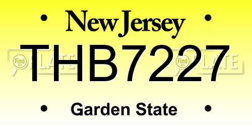THB7227 New Jersey License Plate
