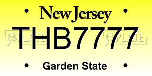 THB7777 New Jersey License Plate