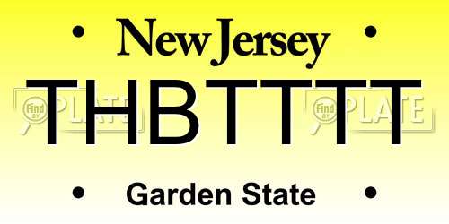 THBTTTT New Jersey License Plate