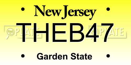 THEB47 New Jersey License Plate