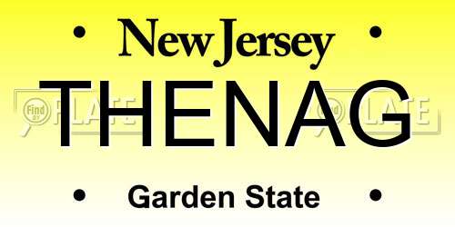 THENAG New Jersey License Plate
