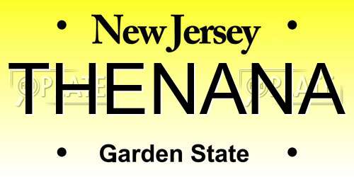 THENANA New Jersey License Plate