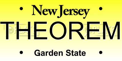 THEOREM New Jersey License Plate