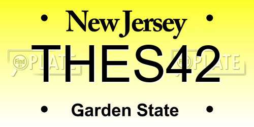 THES42 New Jersey License Plate
