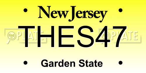 THES47 New Jersey License Plate