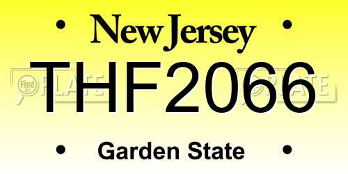 THF2066 New Jersey License Plate