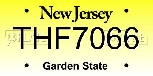 THF7066 New Jersey License Plate