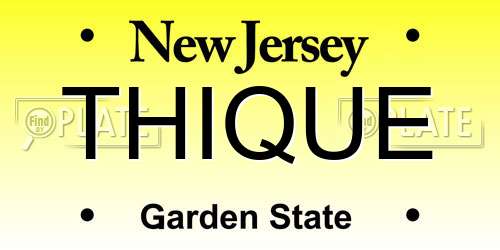 THIQUE New Jersey License Plate