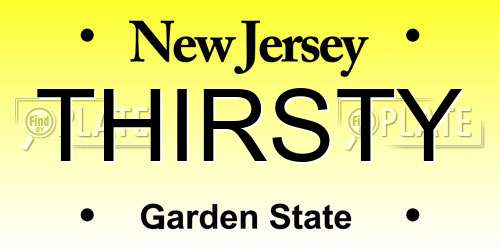 THIRSTY New Jersey License Plate