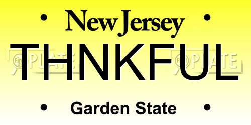 THNKFUL New Jersey License Plate