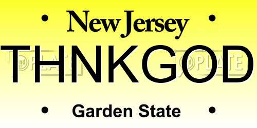 THNKGOD New Jersey License Plate