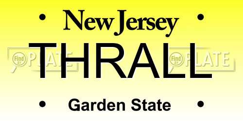 THRALL New Jersey License Plate