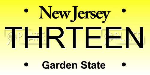 THRTEEN New Jersey License Plate