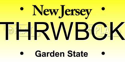 THRWBCK New Jersey License Plate