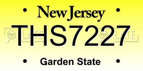 THS7227 New Jersey License Plate