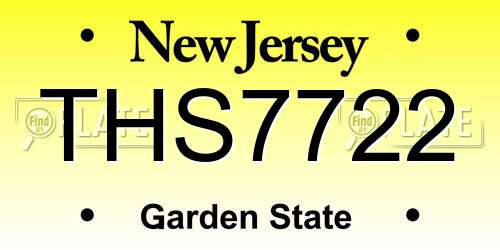 THS7722 New Jersey License Plate