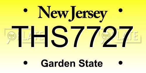 THS7727 New Jersey License Plate