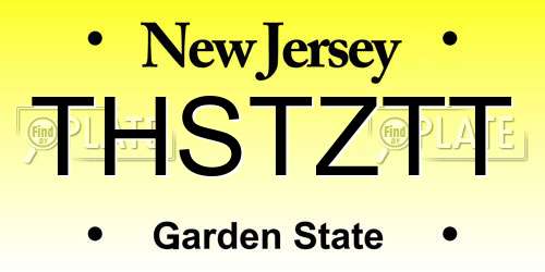 THSTZTT New Jersey License Plate