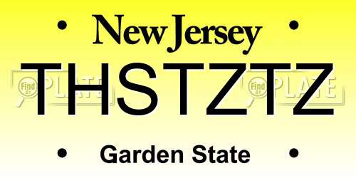 THSTZTZ New Jersey License Plate