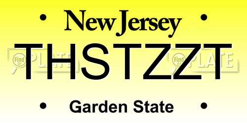 THSTZZT New Jersey License Plate