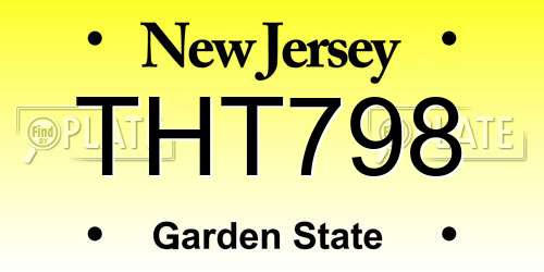 THT798 New Jersey License Plate