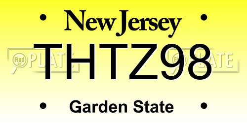 THTZ98 New Jersey License Plate