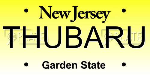 THUBARU New Jersey License Plate