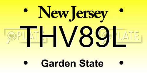 THV89L New Jersey License Plate