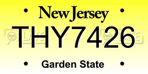 THY7426 New Jersey License Plate