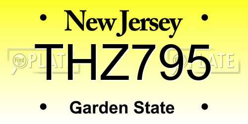 THZ795 New Jersey License Plate