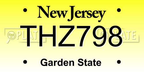 THZ798 New Jersey License Plate