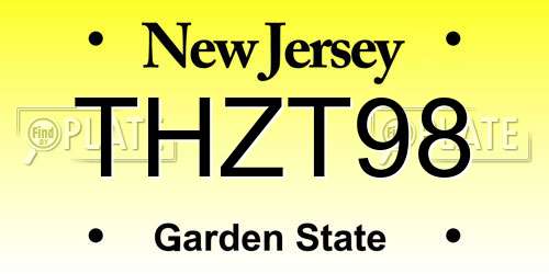 THZT98 New Jersey License Plate