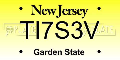 TI7S3V New Jersey License Plate
