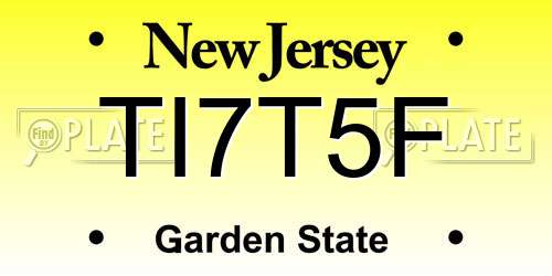TI7T5F New Jersey License Plate