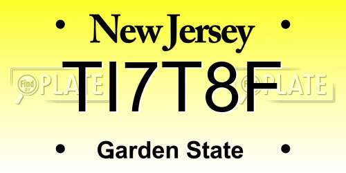 TI7T8F New Jersey License Plate