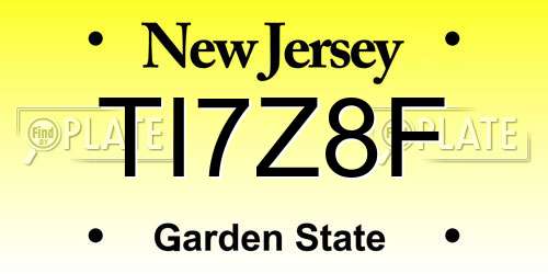 TI7Z8F New Jersey License Plate