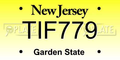 TIF779 New Jersey License Plate