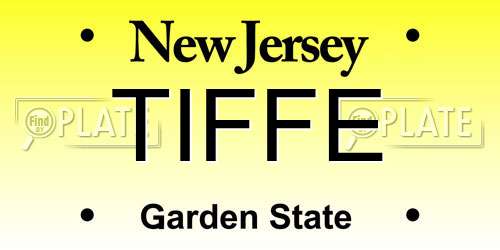 TIFFE New Jersey License Plate