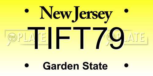 TIFT79 New Jersey License Plate
