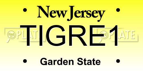 TIGRE1 New Jersey License Plate