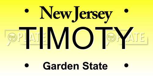 TIMOTY New Jersey License Plate