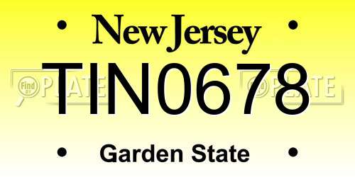 TIN0678 New Jersey License Plate