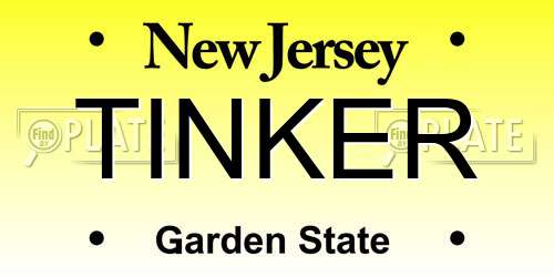 TINKER New Jersey License Plate