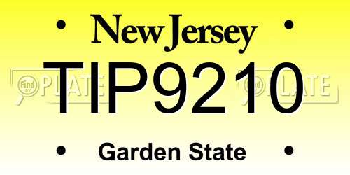 TIP9210 New Jersey License Plate