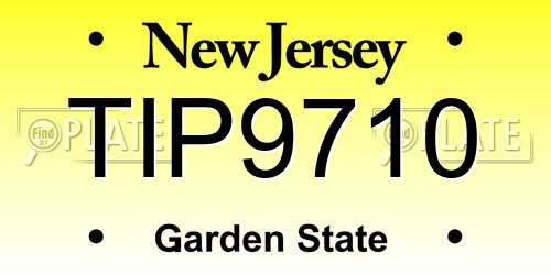 TIP9710 New Jersey License Plate